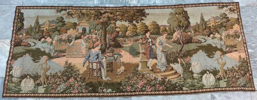 Vintage French Tapestry Wall Hanging Home Decorative Goblins