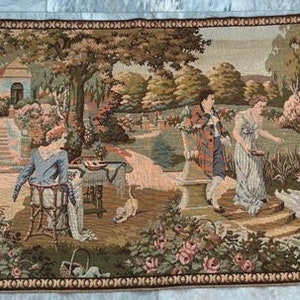 2X6 French Tapestry Vintage Tapestry Décor Traditional Wall Hangings, Goblins Floral Romantic, Tapestry, Medieval Floral Tapestry 187x72 cm