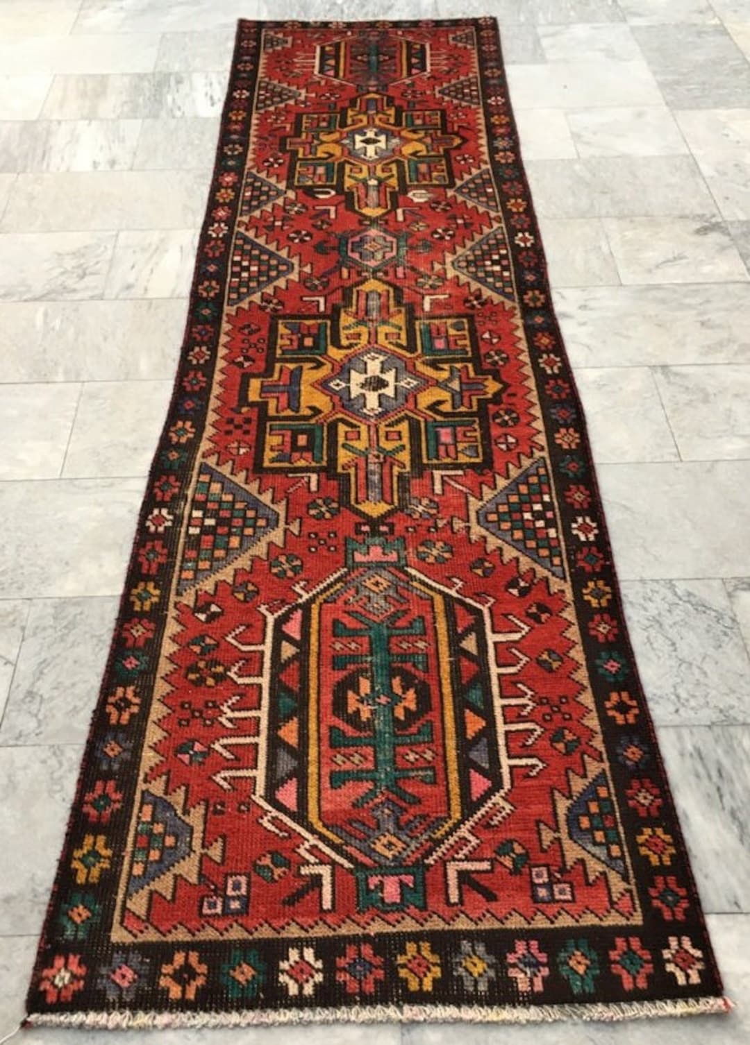 Vintage Afghan Handmade Hallway Runner Rug Kitchen Runner - Etsy