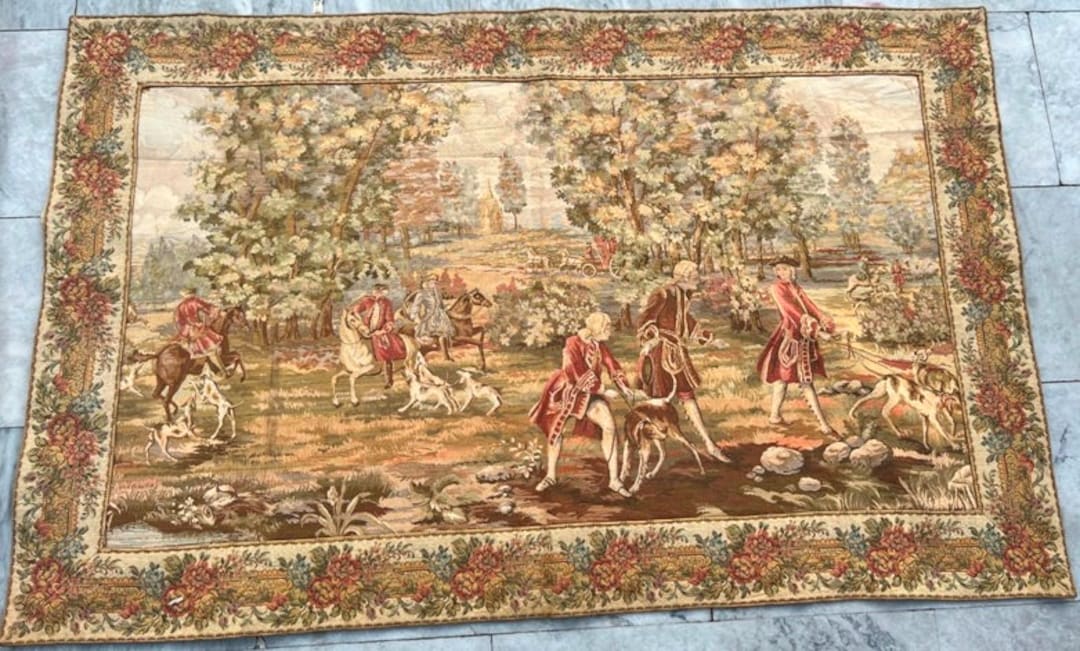 Vintage French Floral Décor Tapestry Goblins Medieval Wall