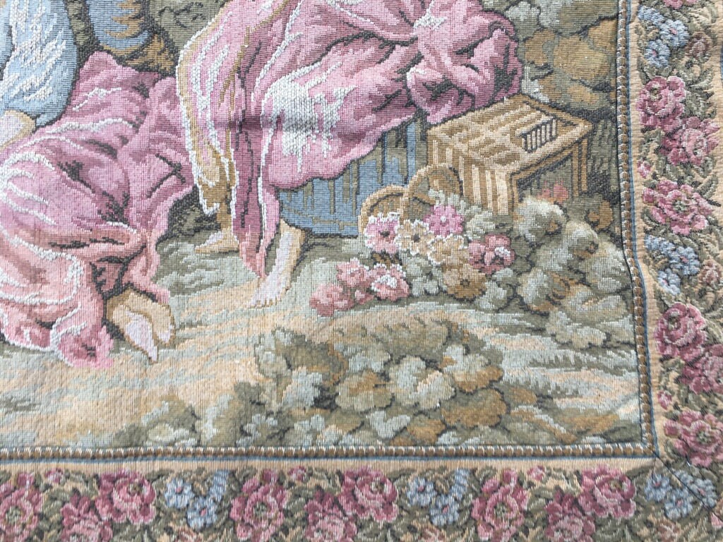 Vintage French Tapestry Goblins Romantic Medieval Décor Wall Hanging