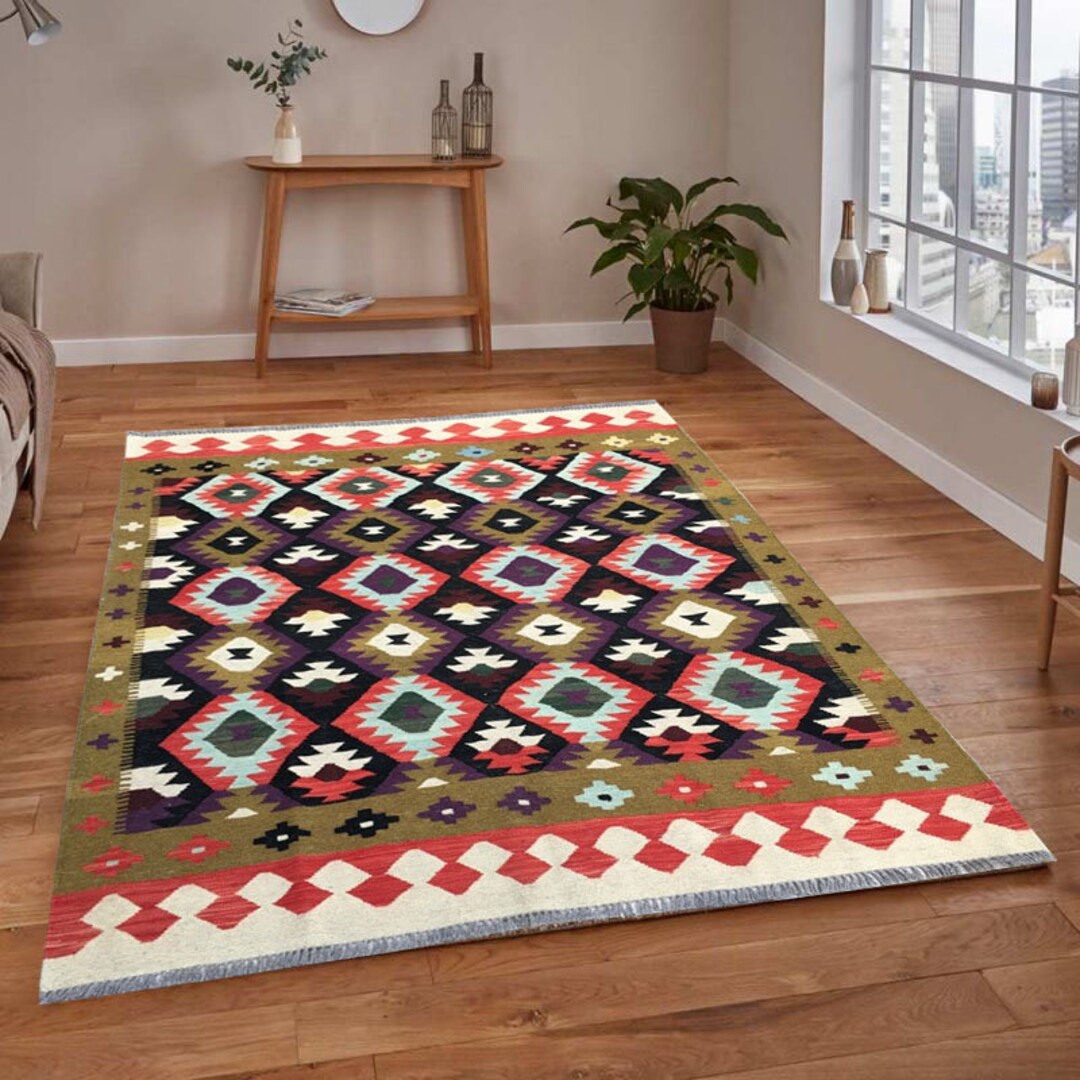 6X5 Afghan Kilim Turkish Kilim Handwoven Rug Afghan Rug Modern Wool ...