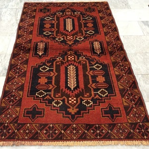 4x6 Vintage Teppich Schlafzimmer Teppich, Afghanischer Teppich, Handgemachter Teppich Traditionelle Teppich Boden Teppich Tribal Teppich Orientalischer Teppich Türkischer Teppich Wolle Kelim Teppich 195 x 110 cm