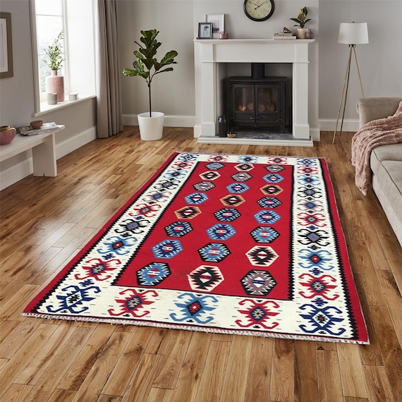 5x3 Vintage Turkish Rug Handwoven Kilim Turkish Kilim