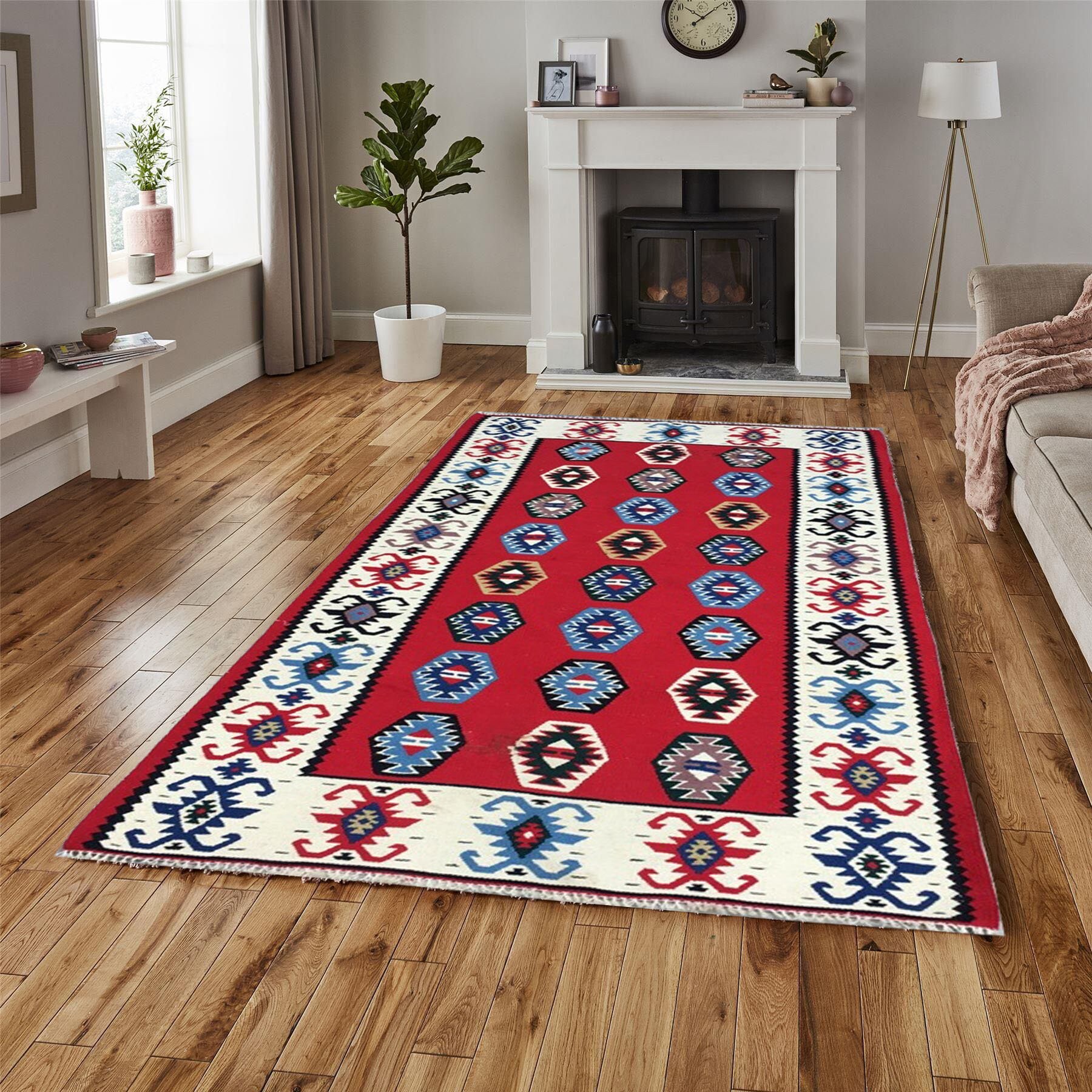 Vintage Handmade Runner Rug Flatweave Table Sheet Wool Kilim