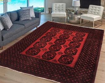 10x11 Antique Afghan Rug, Handwoven Tribal Floor Rug