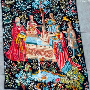 2x3 French Tapestry, Handmade Needle Point Tapestry, Vintage Tapestry, Authentic Tapestry, Medieval Tapestry, Wall Hanging, 76 x 63 cm