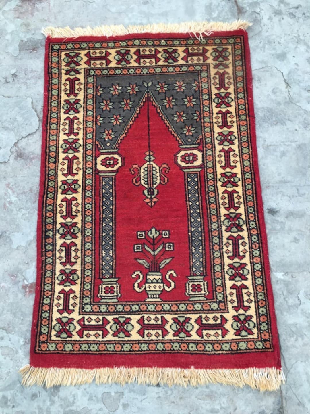 Vintage Balouchi Prayer Rug: Handwoven Wool Afghan Kilim, 3x2 - Etsy