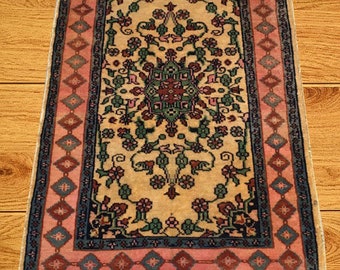 Small Afghan Kilim Rug, Hand-Knotted Bohemian Carpet (94 cm x 63 cm)