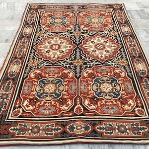 French Aubusson Rug, 5x8 Rugs, Handmade Rug, Area Rug, Vintage Rug, Needlepoint Rug, Wool Kilim Rug, Floral Rug, Oriental Rug, 250 x 150 cm