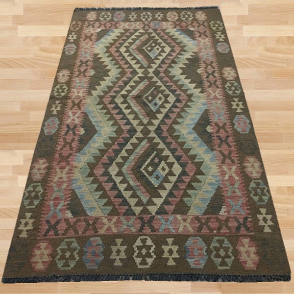 FREE SHIPPING small size Stunning Afghan Maimana Handwoven oushak kilim 188 cm x 104 cm