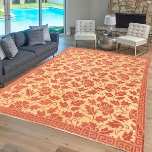 8x10 French Style Aubusson Rug Afghan Rug Handmade Rug Bedroom rug Needlepoint Wool Kilim Rug Floral Design rug Hallway Rug 294 x 227 cm