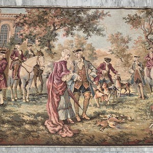 3x4 Frans wandtapijt, vintage wandtapijt, bloementapijt, religies wandtapijt, tuintapijt, wandtapijt / wandkleed, 132 x 95 cm