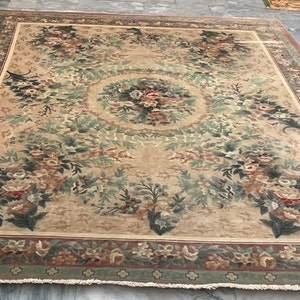 8X10 Vintage Chinese Rug, Hand Knotted Rug, Floral Rug, Contemporary Large Rug, Tibetan Rug, Art Deco Rug, Living Room Rug, 297 x 244 cm