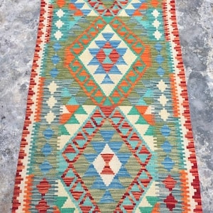 Runner Rug, Afghan Kilim, Handwoven Kilim Turkish Kilim Hallway Runner 2x6 Rug Kitchen Runner Rug Long Runner Wool kilim Rug 190 x 70 cm