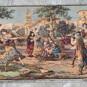 3 x 6 Frans tapijt, vintage tapijt, bloementapijt, tapijt met kleurrijke rozen, tapijt met kleurrijke rozen, tuintapijt, wandtapijt voor huisdecoratie / wandkleed 195 x 100 cm