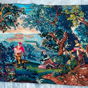 2x3 French Tapestry, Handmade Needle Point Tapestry, Vintage Tapestry, Authentic Tapestry, Medieval Tapestry, Wall Hanging, 100 x 67 cm