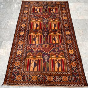 Vintage Teppich Afghan Teppich Handgefertigt Teppich Bereich Teppich Schlafzimmer Teppich 4x6 Mini Teppich Home Decor Teppich Türkischer Teppich, Wolle Kelim Teppich Oriental teppich 195 x 110 cm