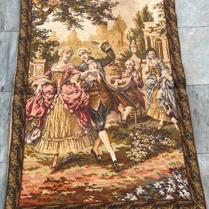 Vintage French Tapestry: Medieval Hunting Scene Wall Hanging (103 x 73 cm)