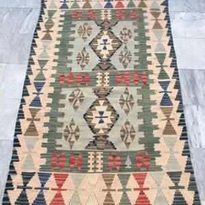 Turkish Kilim Vintage Kilim Hand Knotted Rug Afghan Rug Home Living Rug Floral Kilim Flat weave Kilim Tribal Wool Kilim Rug 174 x 106 cm