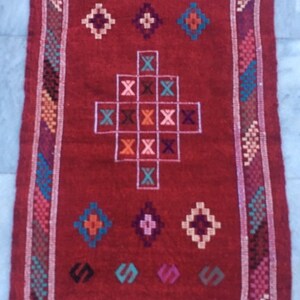 Vintage Rug, Moroccan Kilim, Handmade Rug, Boho Rug Floor Rug, Traditional Rug Tribal Rug, Anatolian Rug Bedroom Rug Wool Kilim, 100 x 52 cm
