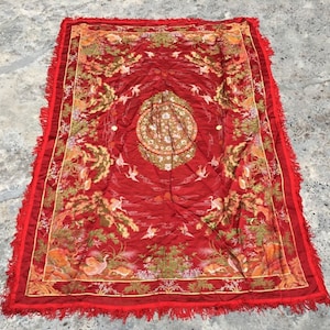 3x4 Low Price Vintage Chinese Tablecloth Silk Kitchen Dinning Table Cover Floral Home Living Tablecloth Chinese Bedspread Boho 133 x 92 cm