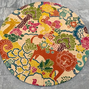5x5 Round Rug, Vintage French Rug, Handmade Aubusson Rug, Needle Point Rug, Bedroom Rug, Oriental Rug, Wool Kilim Rug, Floor Rug 146x138 cm