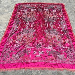 6x4 Low Price Vintage Chinese Tablecloth Silk Table Cover Floral Tablecloth Kitchen Dinning Tablecloth Qing Dynasty Tablecloth 190 x 128 cm