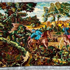 2X4 French Handmade Tapestry Vintage Tapestry Home Decor Traditional Wall Hangings, Goblins Tapestry, Medieval Floral Tapestry 113 x 50 cm