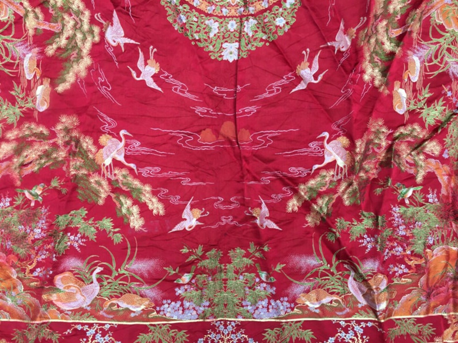 3x4 Low Price Vintage Chinese Tablecloth Silk Kitchen Dinning Etsy