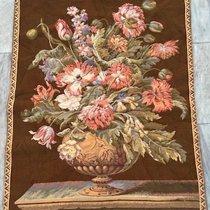 2x3 French Tapestry, Vintage Tapestry, Floral Tapestry, Authentic Tapestry, Medieval Tapestry, Romantic Tapestry/Wall Hanging, 85 x 65 cm