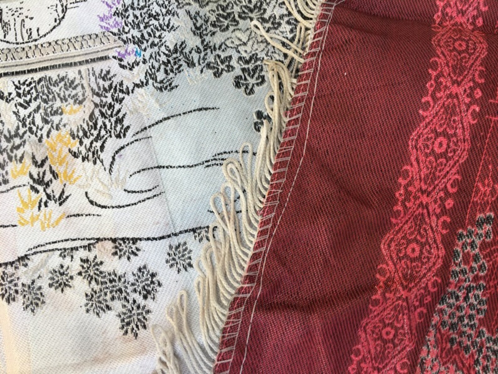 3x4 Vintage Chinese Silk Table Cloth Pictorial Table Cover Etsy