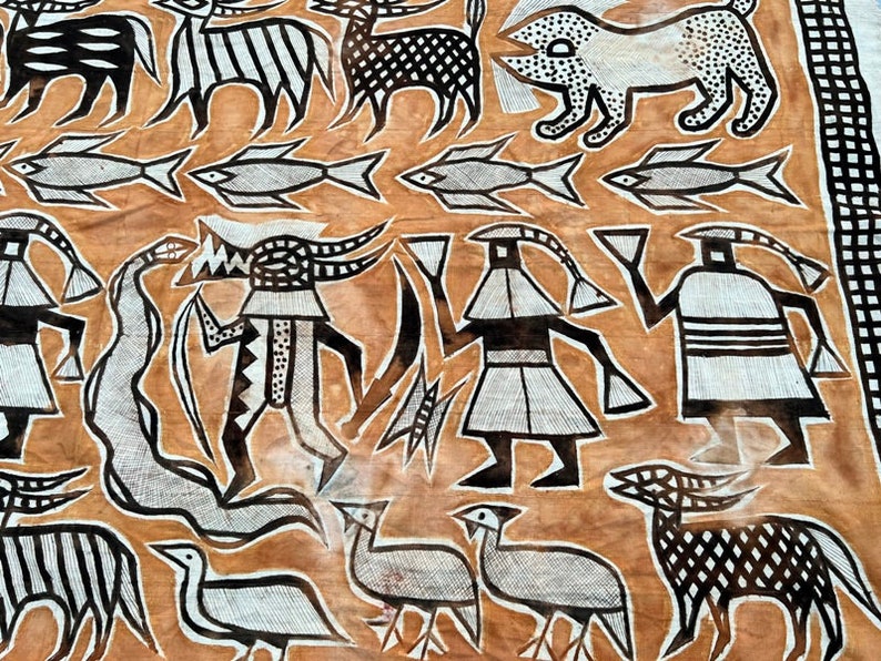 Antique African Tapestry Hand Painting Pictorial Tapestry Etsy