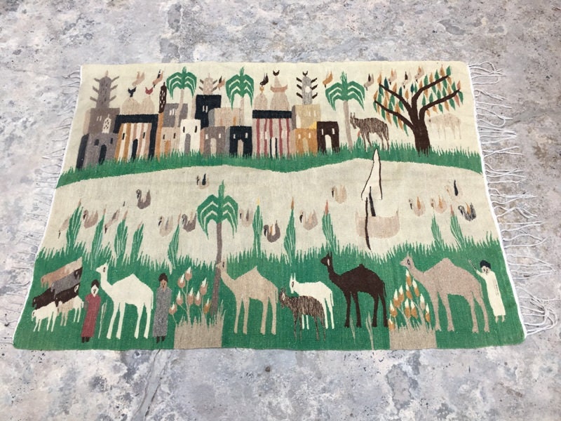 Antique Afghan Kilim Rug, Handmade Wool Flatweave (122 X 163