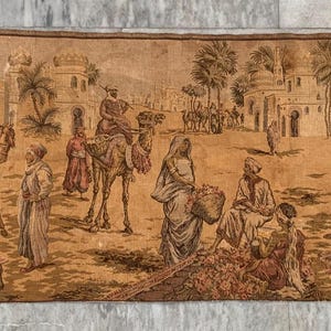 2x5 Frans tapijt, vintage tapijt, bloementapijt, wandtapijt religies, wandtapijt, tuintapijt, wandtapijt / wandkleed, 140 x 47 cm