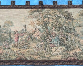 Vintage Frans wandtapijt, bloemen wandkleed (129 x 76 cm)