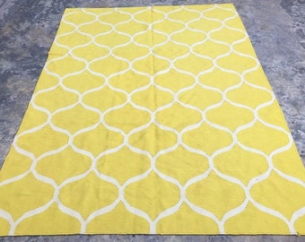 Handmade Floral Kilim Rug, Modern Turkish Rug (230 x 162 cm)