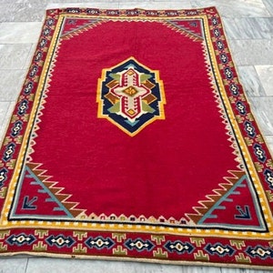 Vintage French Handmade Aubusson Rug, Needle Point Rug, 6&#39;4x4&#39;4 ft Medium Rug, Bedroom Rug, Oriental Rug, Wool Rug FREE SHIPPING, 193x133 cm