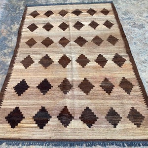 Teppich Teppich Handgeknüpfter Teppich Afghanischer Kelim Wohnzimmer Teppich Atemberaubender Kelim Moderner Teppich Blumenteppich Großer Teppich Wolle Kelim Teppich 203 x 131 cm
