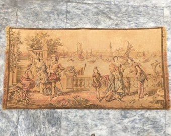 2x3 Antique French pictorial tapestry wall hangings Kitchen tapestry room goblins tapestry medieval tapestry room decor 85 x 48 cm