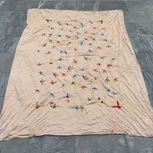 Vintage Chinese Tablecloth Silk Kitchen Dinning Table Cover Embroidered Floral Home Living Tablecloth Qing Dynasty Wall Hanging 185x145 cm