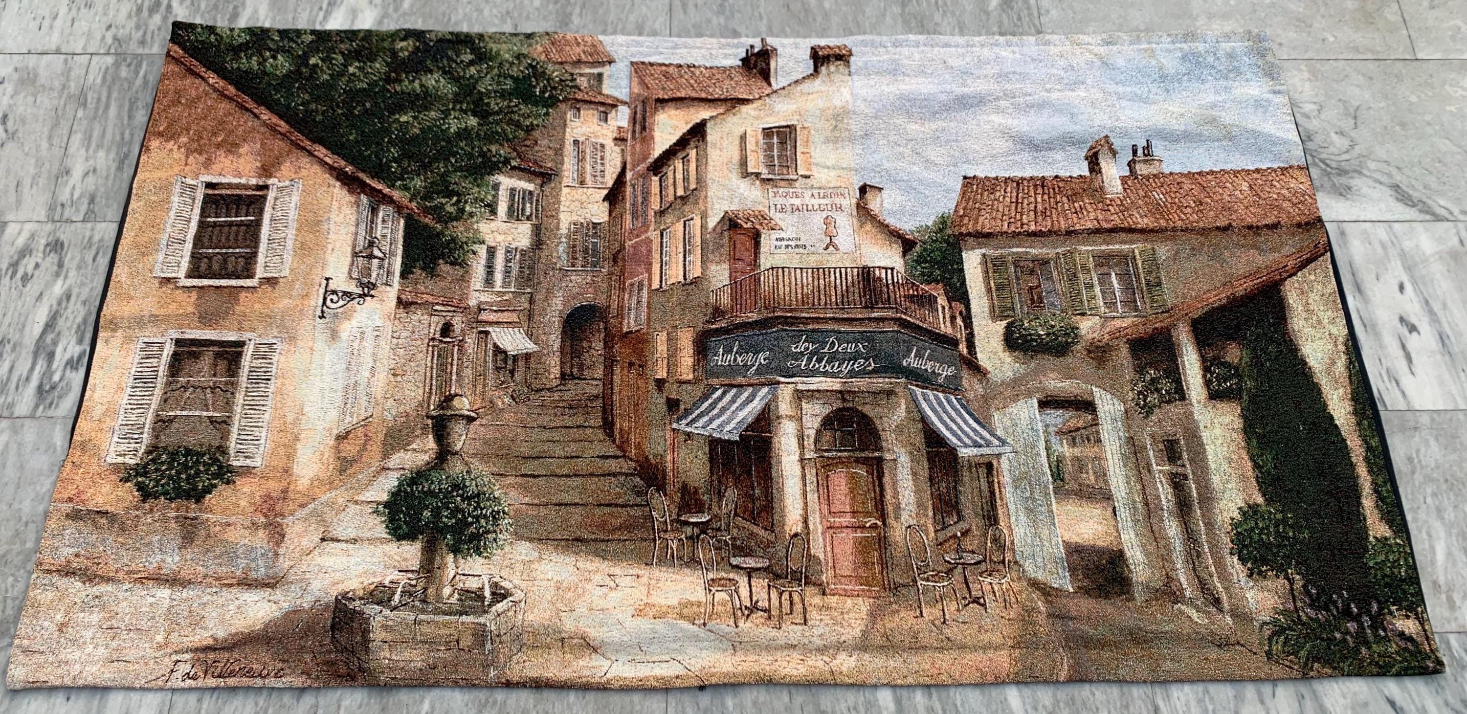 ヴィンテージ フランス製タペストリー 素晴らしい絵画風の居心地の良い壁飾り ヴィンテージ フレンチ タペストリー、絵画風壁掛け (172 x 100 cm