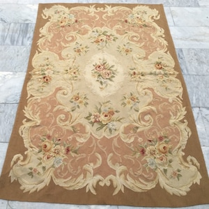 Vintage French Handmade Aubusson Rug, Needle Point Rug, 6&#39;2x3&#39;11 ft, Medium Rug, Bedroom Rug, Oriental Rug, FREE SHIPPING 185 x 120 cm