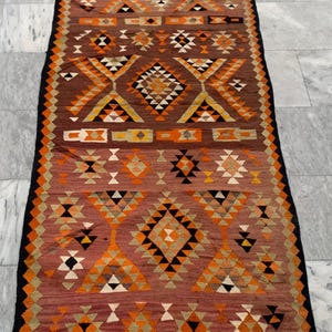 Vintage Afghan Kilim Runner Rug: Handwoven Flatweave, Colorful (213 x 80 cm)