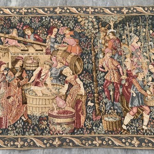 3x4 Frans tapijt, vintage tapijt, bloementapijt, kleurrijk tapijt, religies tapijt, wandtapijt / wandkleed 131 x 95 cm