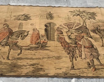 19th Century French Hunting Tapestry: Antique Wall Hanging (250X122 cm)