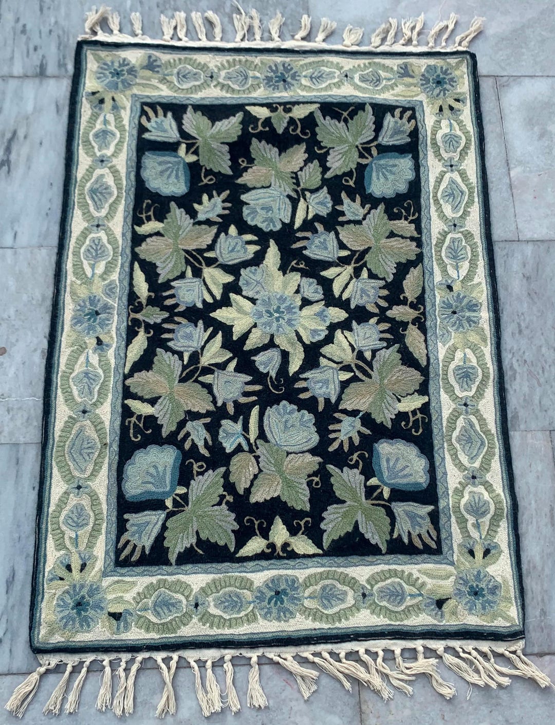 2x3 Vintage French Handmade Aubusson Rug, Needle Point Rug, Floral Rug ...