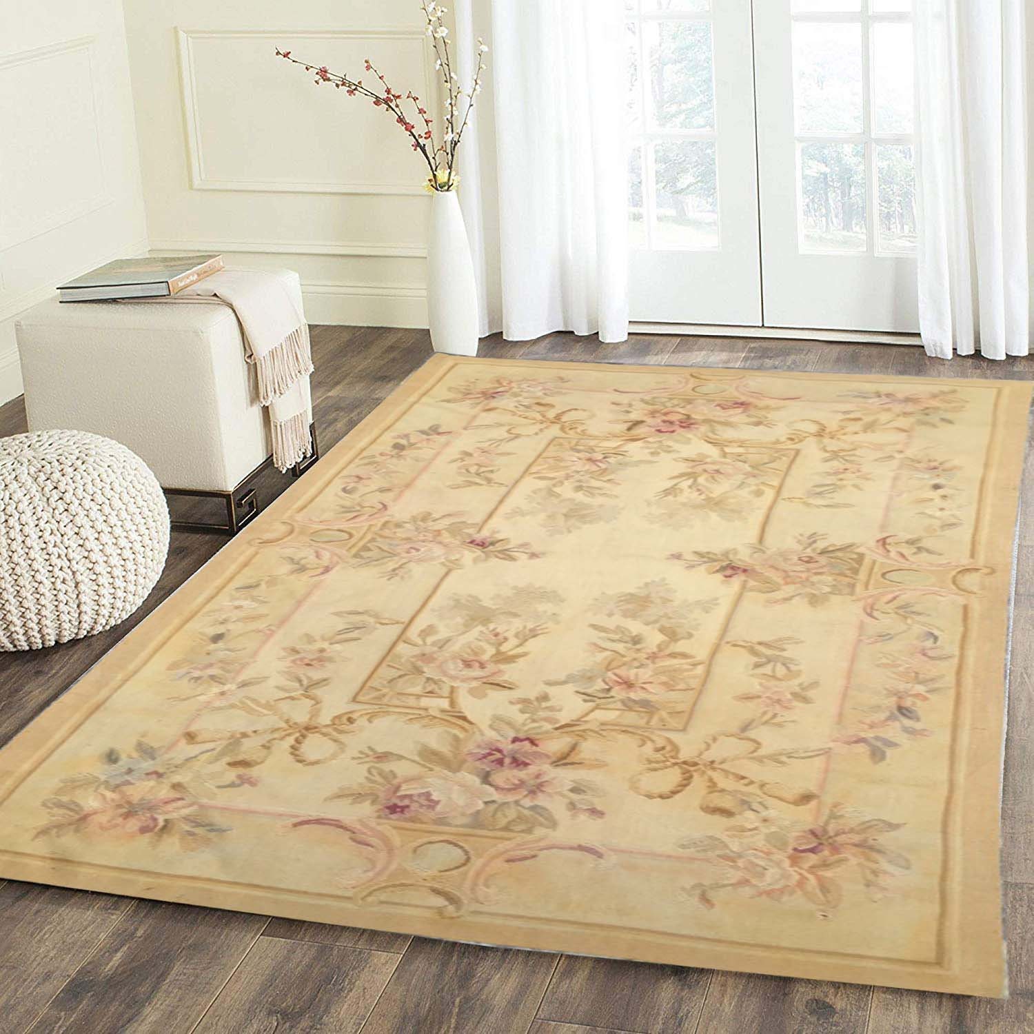 6x3 Low Price Vintage French Aubusson Rug Handmade Rug