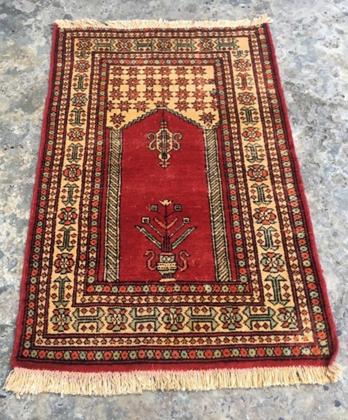 Vintage Rug Handmade Rug Afghan Rug Floral Rug Prayer Rug | Etsy