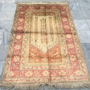 4X6 Seidenteppich, Handgeknüpfter Teppich, Orientteppich, Kesray Teppich, Kesray Teppich, Kilim Teppich, 182 x 120 cm